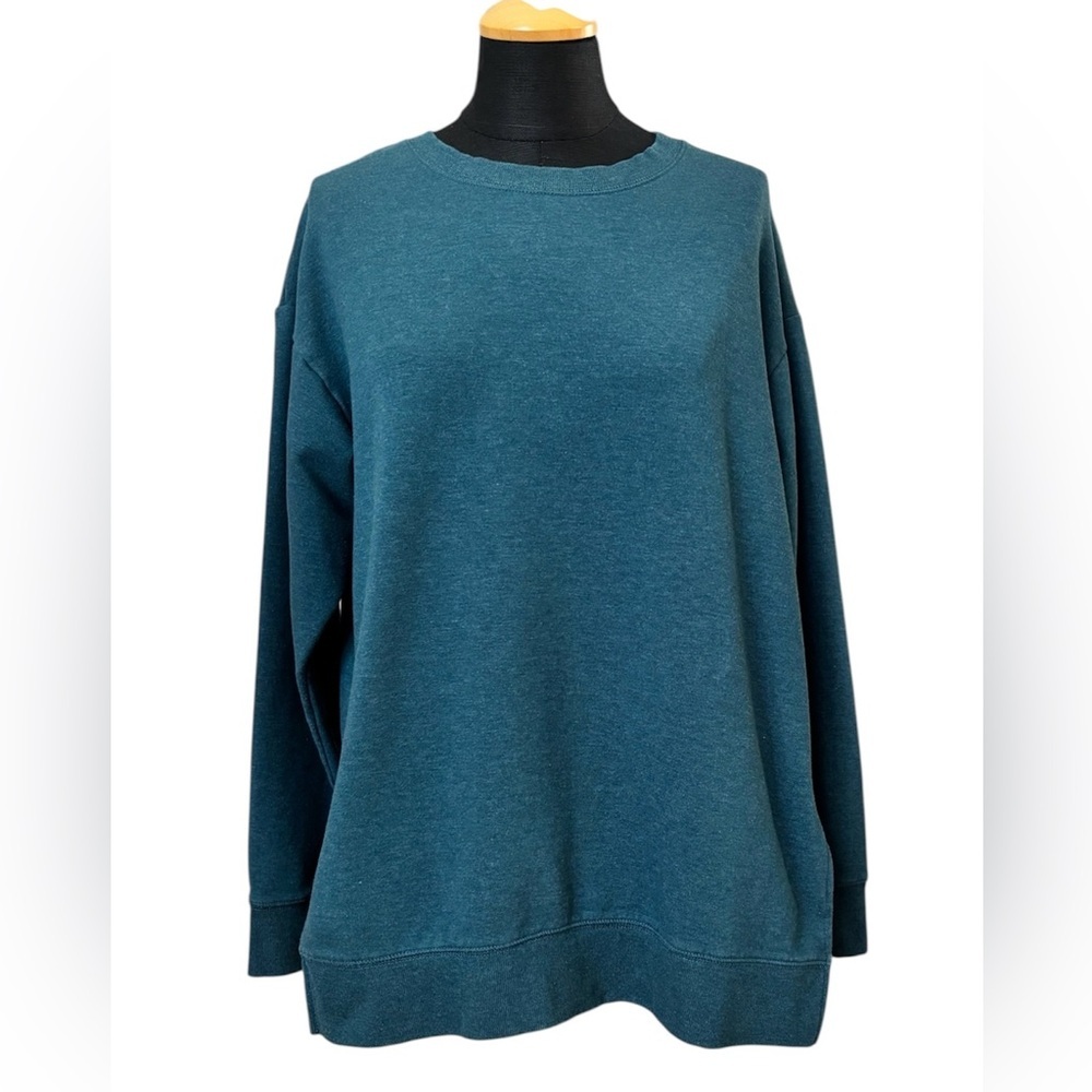 Eddie Bauer Teal Blue Crewneck Sweatshirt Women's Sweater Super Soft Fleece Sz M